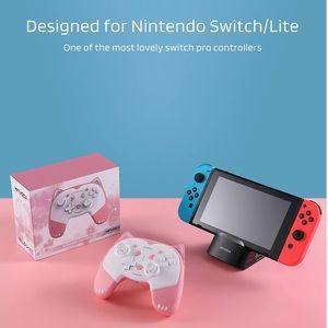 KINVOCA wireless pro controller for Nintendo Switch/Switch Lite Pink Fox NEW